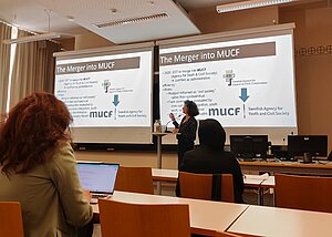 Oyku presenting